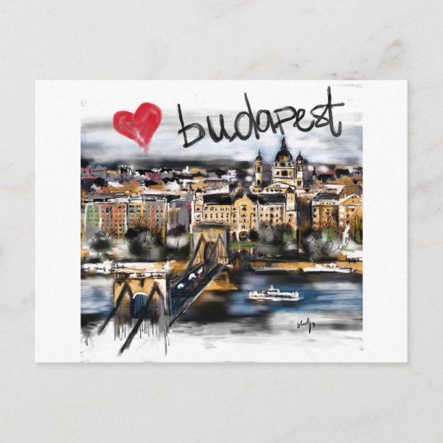 Carte Postale J'aime Budapest (Devant)