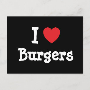 Carte Postale J'aime Burgers coeur T-shirt