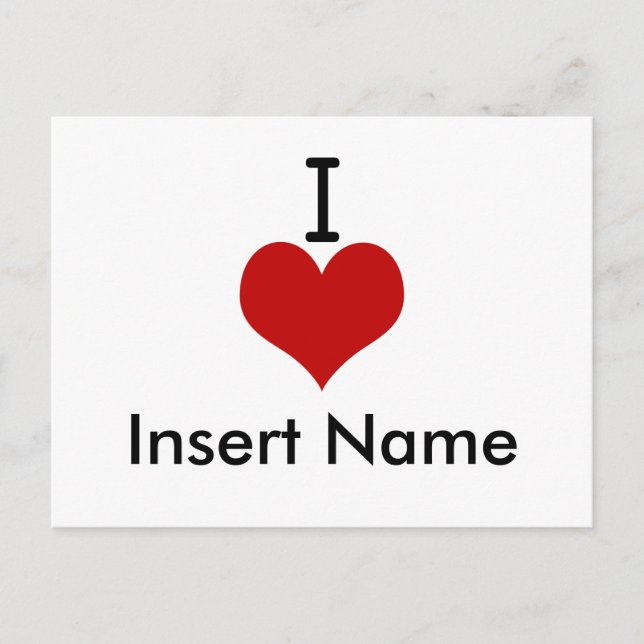 Carte Postale J'aime (cœur) (Devant)