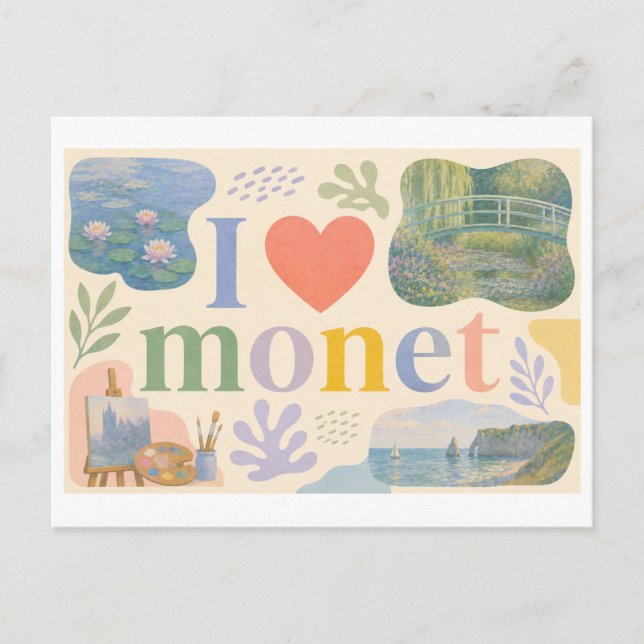 Carte Postale "J'aime [cœur] Monet" (Devant)