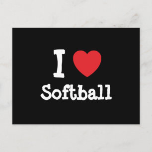 Carte Postale J'aime coeur Softball personnalisé