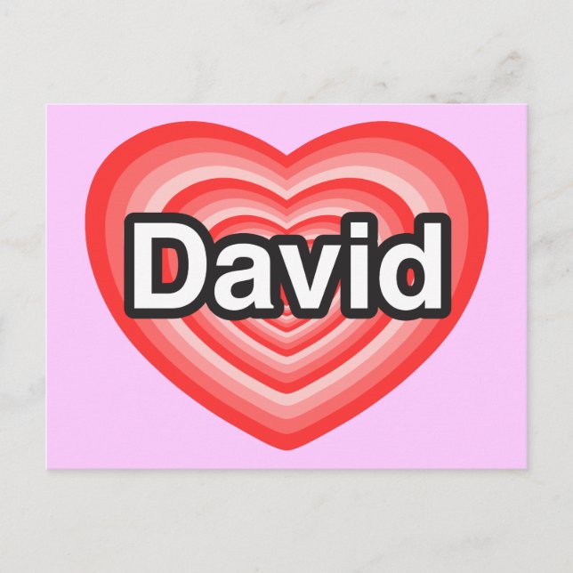 Carte Postale J'aime David. Je t'aime David. Cœur (Devant)