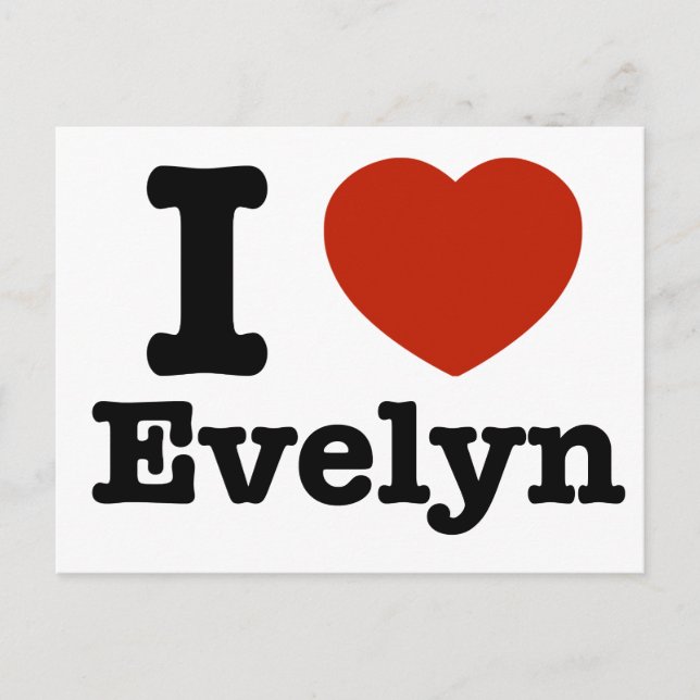 Carte Postale J'aime Evelyn (Devant)