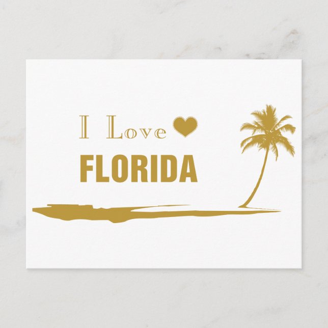 Carte Postale J'aime Florida Gold (Devant)
