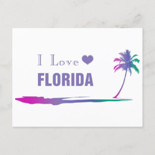 Carte Postale J'aime Floride Violet Coloré