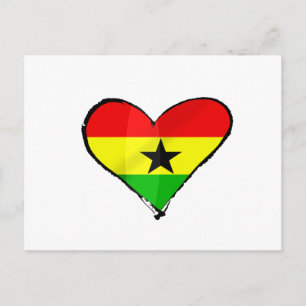 Carte Postale J'aime Ghana Ghanaian drapeaux cadeaux de coeur