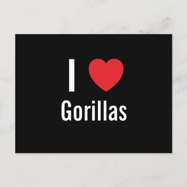 Carte Postale J'aime Gorillas (Devant)