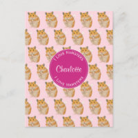 J'aime Hamsters Motif Hamster Rose