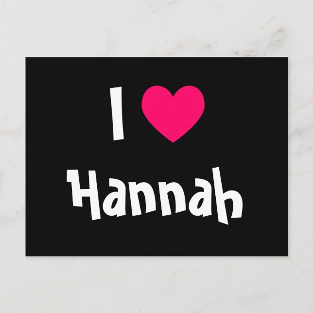 Carte Postale J'aime Hannah (Devant)