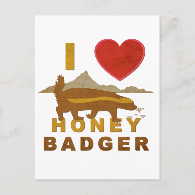 CARTE POSTALE J'AIME HONEY BADGER (Devant)