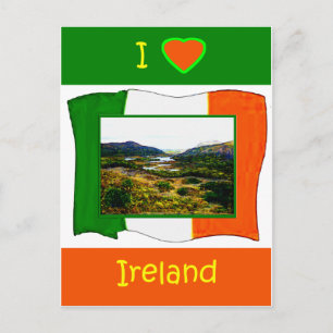 Carte Postale J'aime Irlande Drapeau Kerry Irlande BlancArrière-