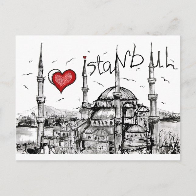 Carte Postale J'aime Istanbul (Devant)