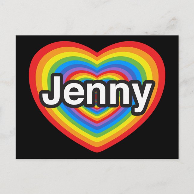Carte Postale J'aime Jenny. Je t'aime Jenny. Cœur (Devant)