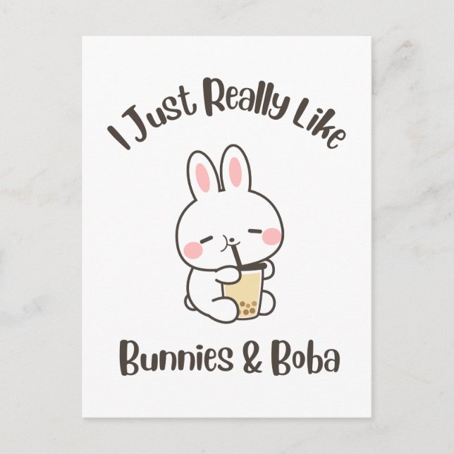 Carte Postale J'aime Juste Vraiment Les Lapins & Boba Bunny Lapi (Devant)
