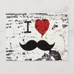Carte Postale J'aime la Moustache Rustique Custom