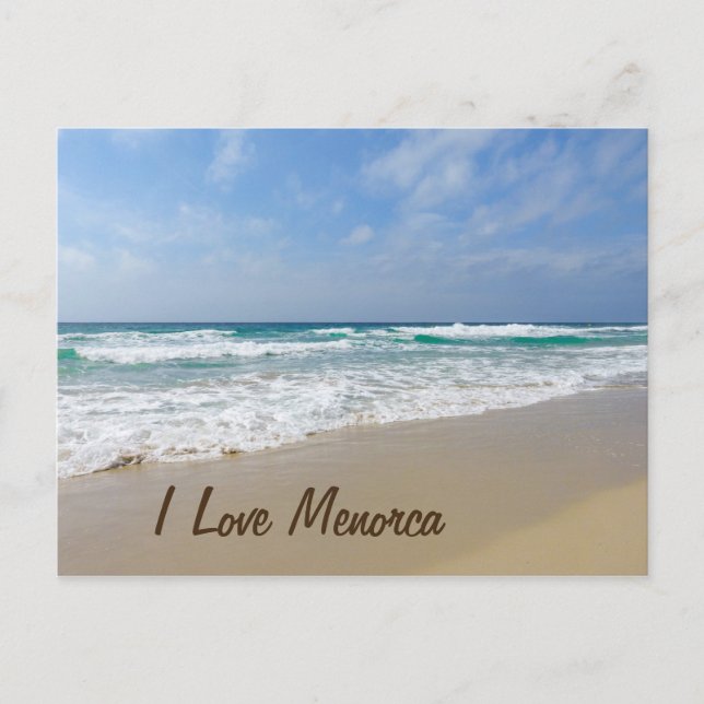 Carte Postale J'aime la plage de Menorca (Devant)