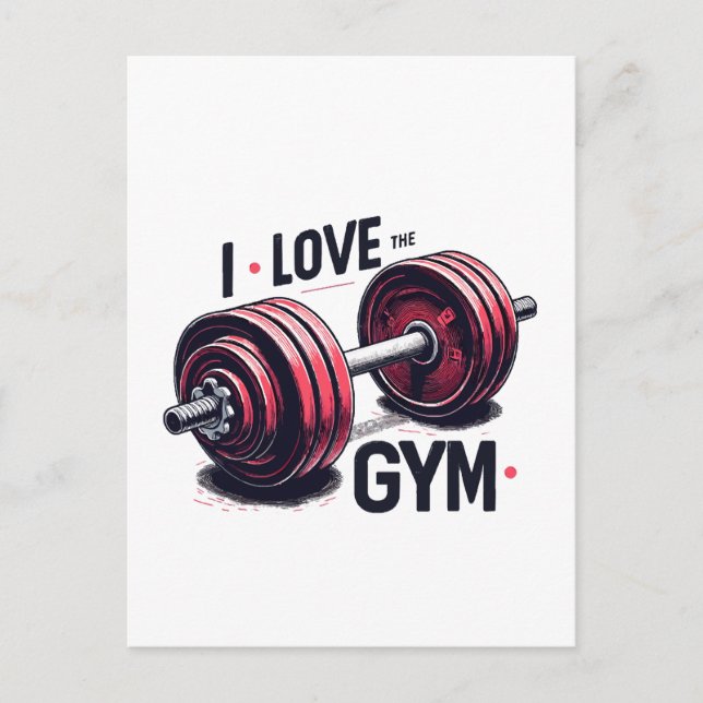 Carte Postale J'aime la salle de gym (Devant)