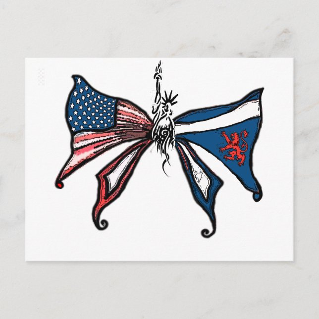 Carte Postale J'aime l'amérique et l'écosse! ! (Devant)