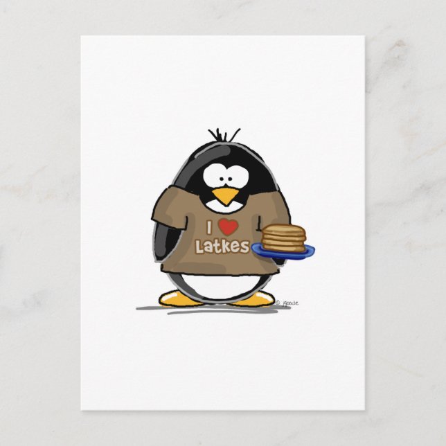 Carte Postale J'aime Latkes Penguin (Devant)