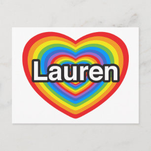 Carte Postale J'aime Lauren. Je t'aime Lauren. Cœur