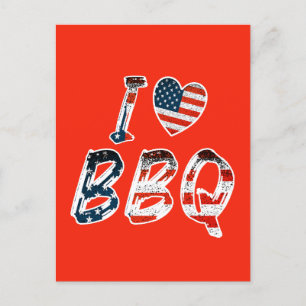 Carte Postale J'aime le barbecue, patriotique américain