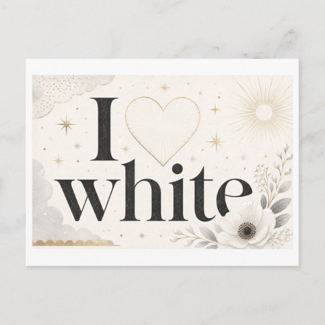 Carte Postale "J'aime le blanc" (Devant)
