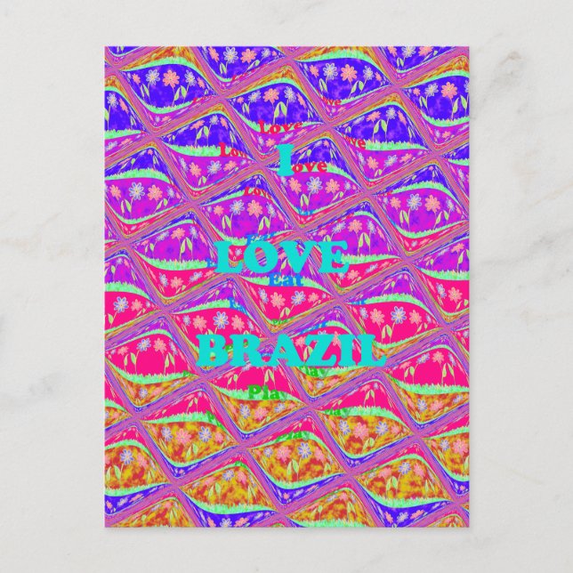 Carte Postale J'aime le Brésil. Belles couleurs traditionnelles  (Devant)