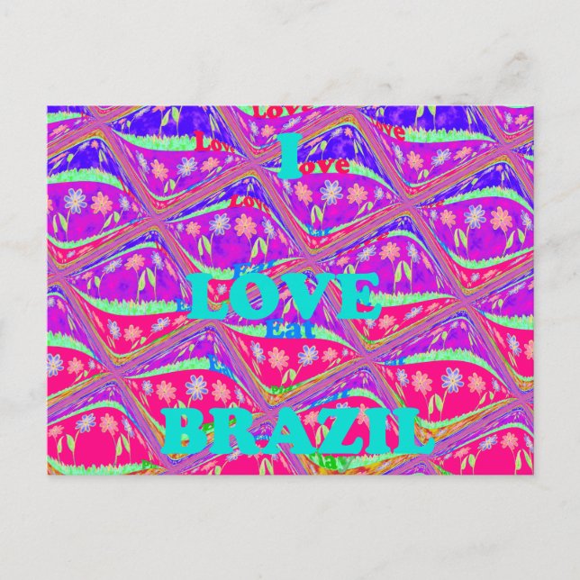 Carte Postale J'aime le Brésil : Belles couleurs traditionnelles (Devant)