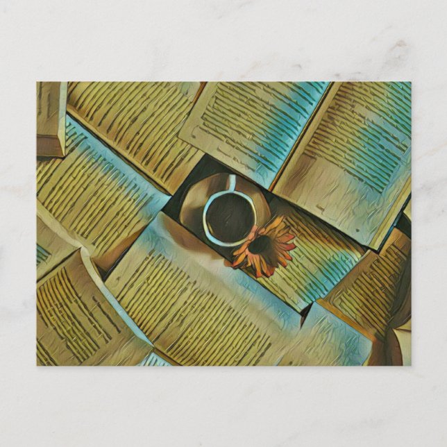 Carte Postale J'aime le café et les livres (Devant)