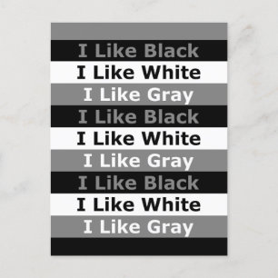 Carte Postale J'aime le design rayé de couleur noir blanc et gri