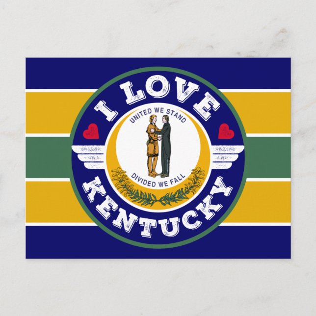Carte Postale J'aime le drapeau de l'Etat du Kentucky Motif rétr (Devant)