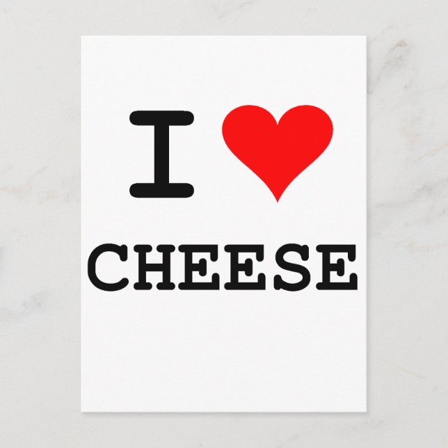 Carte Postale J'aime le fromage (le lettrage noir) (Devant)