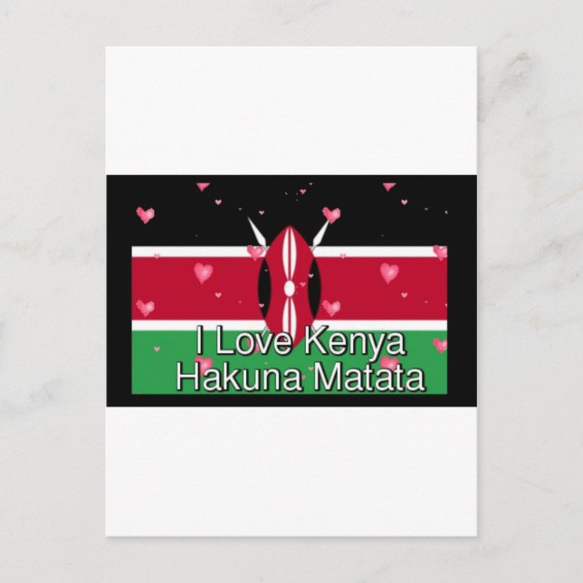 Carte Postale J'aime le Kenya et impression d'art "Hakuna Matata (Devant)