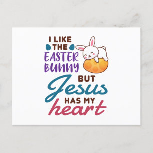 Carte Postale J'aime le lapin de Pâques, mais Jésus a mon coeur
