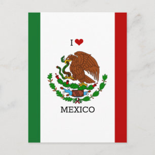 Carte Postale j'aime le mexique - drapeau mexicain,
