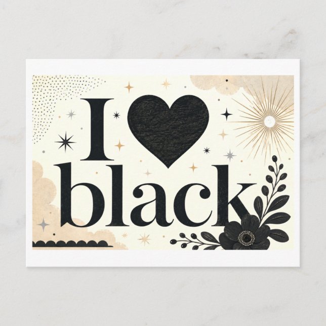 Carte Postale "J'aime le noir" (Devant)