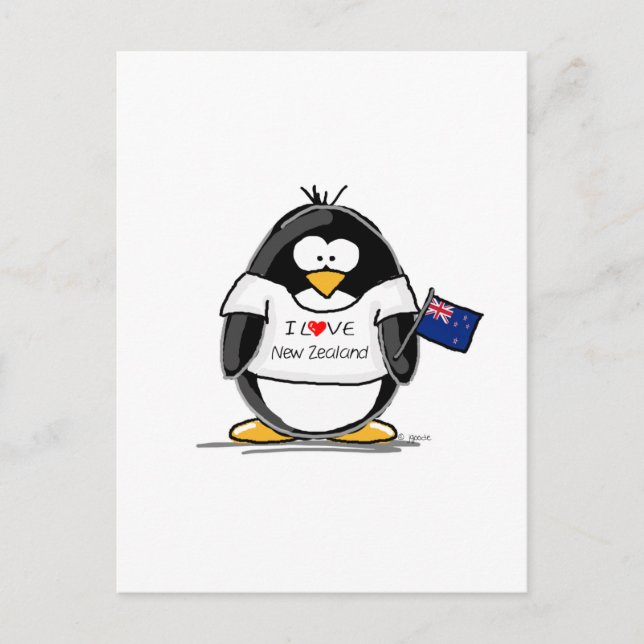 Carte Postale J'aime le pingouin néo-zélandais (Devant)