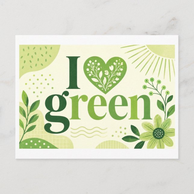 Carte Postale "J'aime le vert" (Devant)