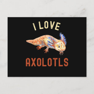 Carte Postale J'Aime Les Axolotls, Mignons Axolotl Drôle