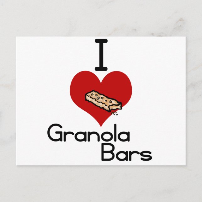 Carte Postale J'aime les barres de granola (Devant)