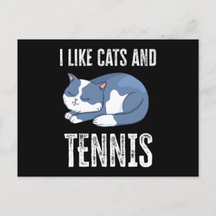 Carte Postale J'aime les chats et le cadeau de tennis