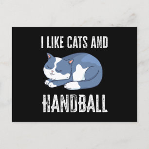 Carte Postale J'aime les chats et les cadeaux de handball