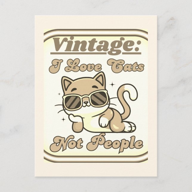 Carte Postale J'aime les chats, pas les gens (Devant)