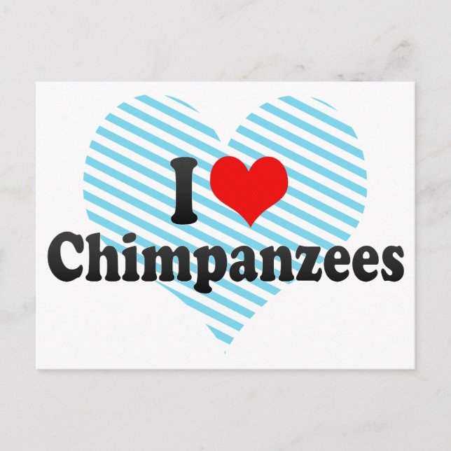 Carte Postale J'Aime Les Chimpanzés (Devant)