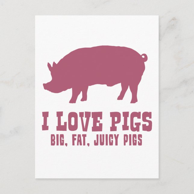Carte Postale J'aime les cochons (Devant)