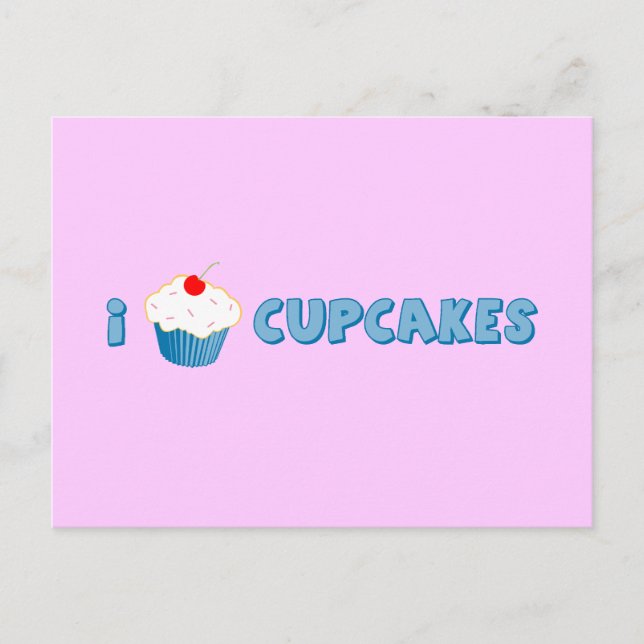 Carte Postale J'Aime Les Cupcakes (Devant)