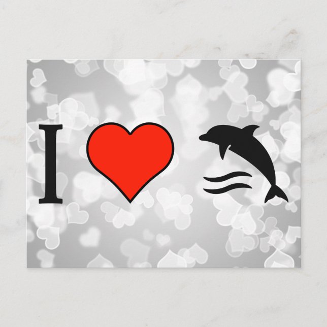 Carte Postale J'aime les dauphins (Devant)
