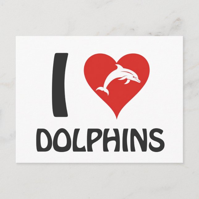 Carte Postale J'aime les dauphins (Devant)