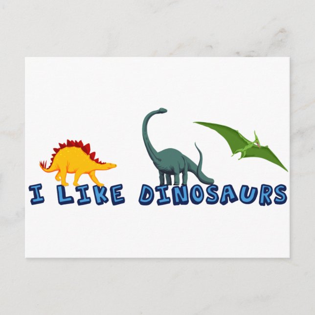 Carte Postale J'Aime Les Dinosaures (Devant)