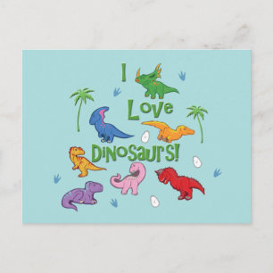 Carte Postale J'Aime Les Dinosaures ! (Cute)